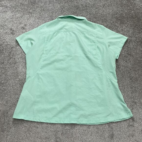 Columbia PFG Tamiami Active Shirt Womens Xl Green Short Sleeve Zip Pocket Casual - Picture 2 of 13